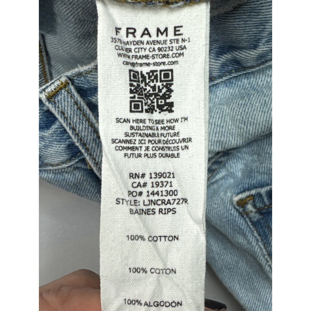 FRAME Denim Women's Le Jane Crop Raw Hem Blue Denim Jeans - 27 (29x26) - Picture 5 of 5